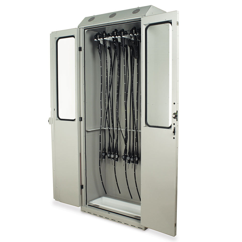 SureDry Painted Low Carbon Steel 36" Wide Scope Drying Cabinet, Capacity of 16 Scopes, Tempered Glass Double Doors, Bas