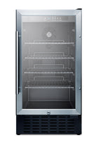 18" wide ADA compliant built-in undercounter glass door refrigerator with stainless steel wrapped cabinet, lock, and dig