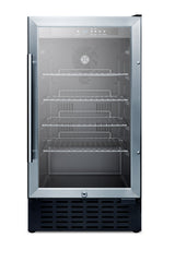 18" wide ADA compliant built-in undercounter glass door refrigerator with stainless steel wrapped cabinet, lock, and dig