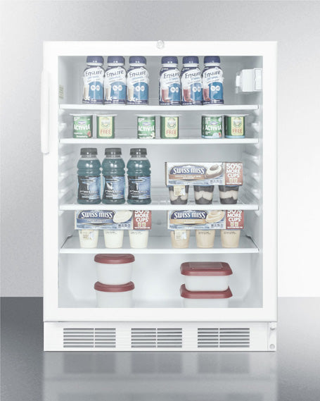 Accucold 18" wide ADA compliant glass door refrigerator for built-in or freestanding use, with digital controls, lock,