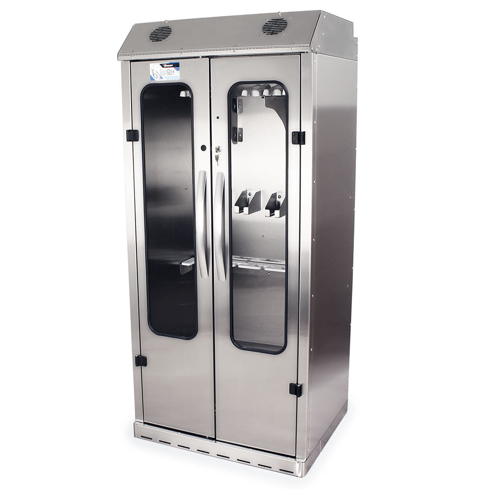 Sur-Dry Stainless Steel 30" Wide Scope Drying Area for up to 8 Scopes.  Tempered Glass Double Doors, Key Lock. Positive