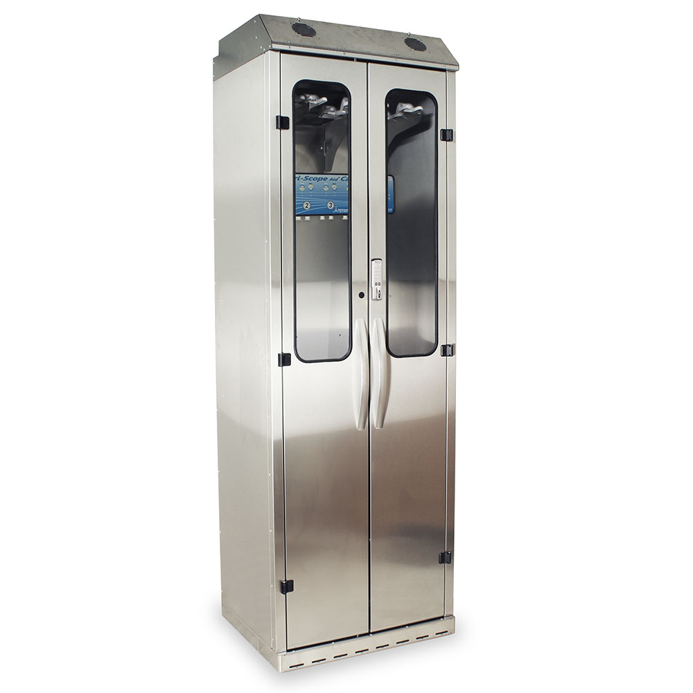 SureDry Stainless Steel 30" Wide Scope Drying Cabinet, Capacity of 10 Scopes, Roll up Tambour Door, Key Locking. Positi