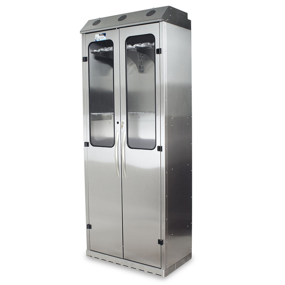 SureDry 3/4 Height Stainless Steel 30" Wide Scope Drying Cabinet, Capacity of 5 Ureteroscopes, Tempered Glass, Double Do