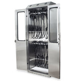 SureDry Stainless Steel Wall Mounted Scope Cabinet, for ENT scopes and similar, Tempered Glass Double Doors, Key Locking