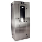 Harloff Stainless Steel Single Column Mobile Cabinet with Key Locking Stainless door with tempered glass window insert,
