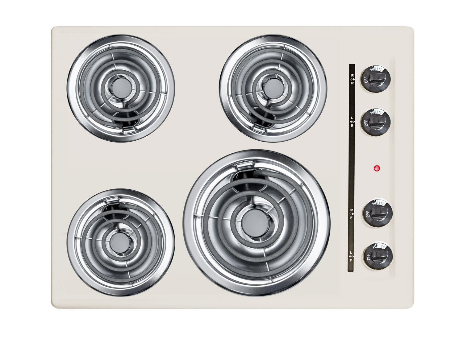 24" wide 220V electric coil cooktop in bisque porcelain finish