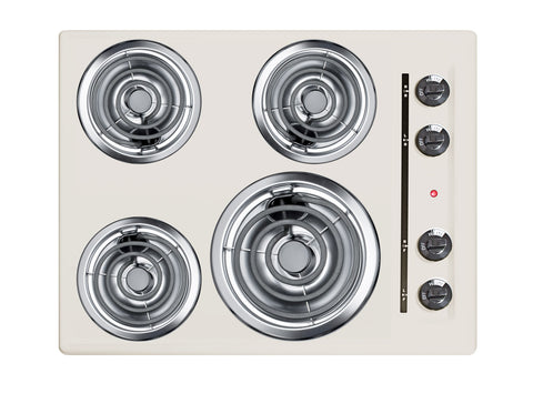 24" wide 220V electric coil cooktop in bisque porcelain finish
