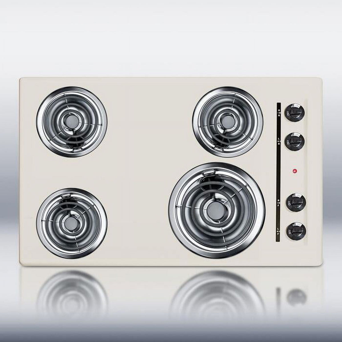 Accucold 30" wide 220V electric coil cooktop in bisque porcelain finish