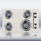 Accucold 30" wide 220V electric coil cooktop in bisque porcelain finish