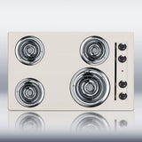 Accucold 30" wide 220V electric coil cooktop in bisque porcelain finish