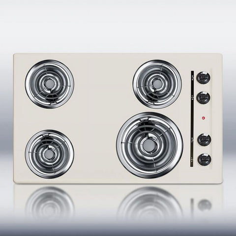Accucold 30" wide 220V electric coil cooktop in bisque porcelain finish