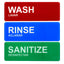 ALPINE INDUSTRIES WASH, RINSE, SANITIZE SIGNAGE 9?X3?