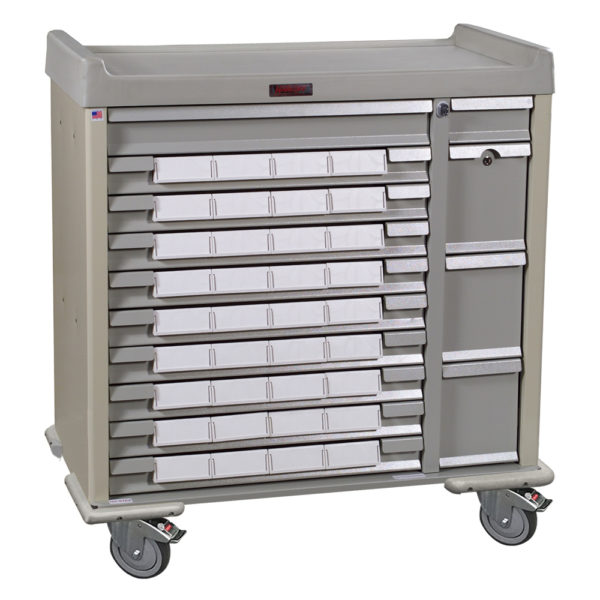 All Aluminum Multi Dose  Cart, Designed to Hold 64 Multi-dose Bins with 20" Self Closing Slides. Single Column Cart with Main image