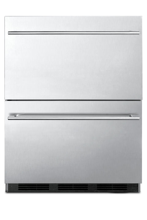 Commercially approved two-drawer auto defrost all-refrigerator in full stainless steel for built-in or freestanding use