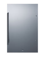Outdoor shallow depth ADA compliant (32.5" H) all-refrigerator in a 19" W x 17.25" D footprint, with stainless steel doo