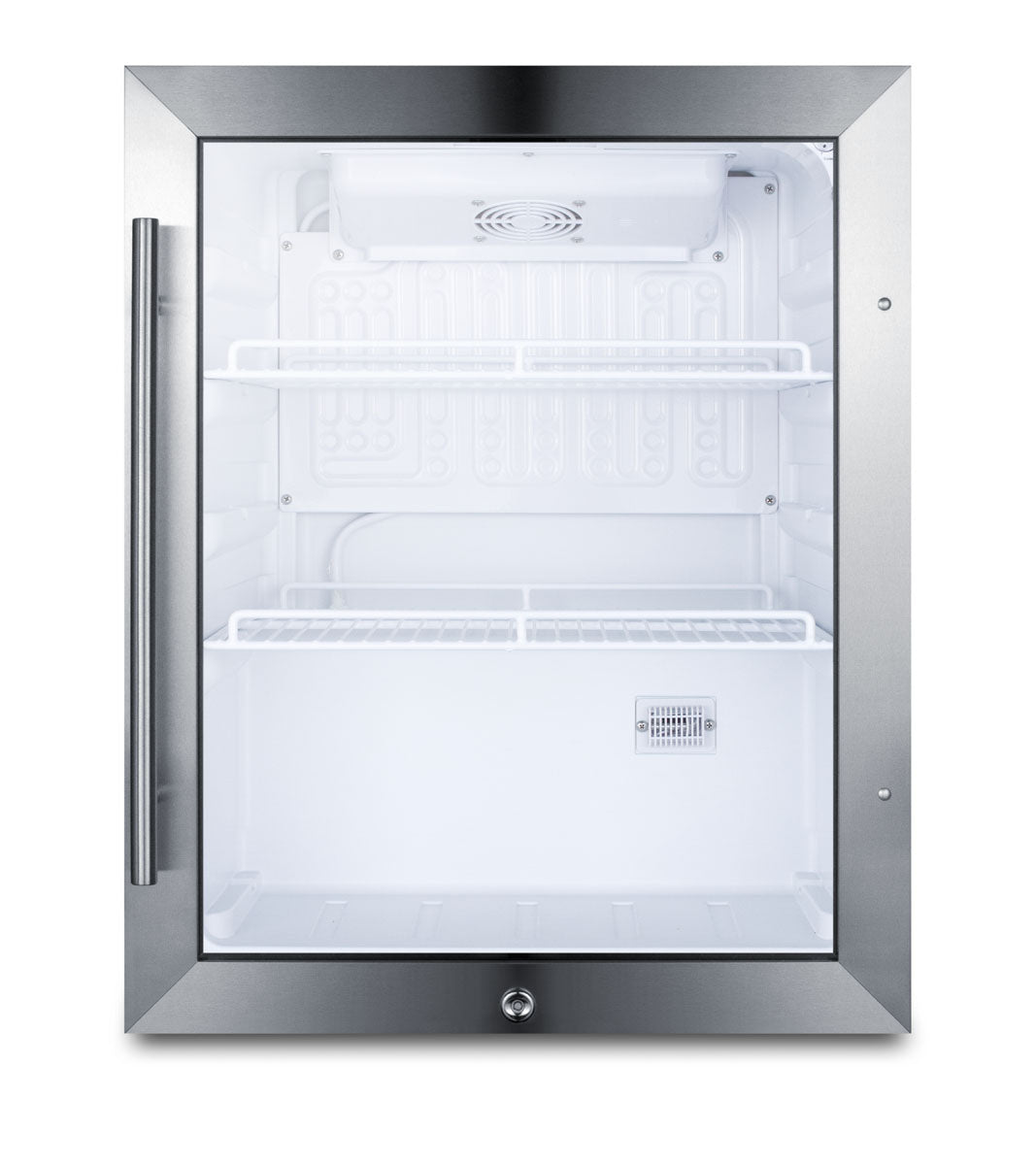 Outdoor compact commercial beverage center with lock