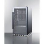 Accucold 19" Wide Shallow Depth indoor/outdoor Beverage Center with Glass Door and Black Interior (Model SPR488BOS)