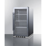 Accucold 19" Wide Shallow Depth indoor/outdoor Beverage Center with Glass Door and Black Interior (Model SPR488BOS)