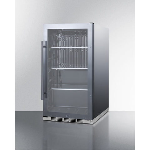 Accucold 19" Wide Shallow Depth indoor/outdoor Beverage Center with Glass Door and Black Interior (Model SPR488BOS)