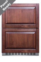24" wide built-in undercounter 2-drawer panel-ready refrigerator-freezer in stainless steel
