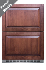 24" wide built-in undercounter 2-drawer panel-ready refrigerator-freezer in stainless steel