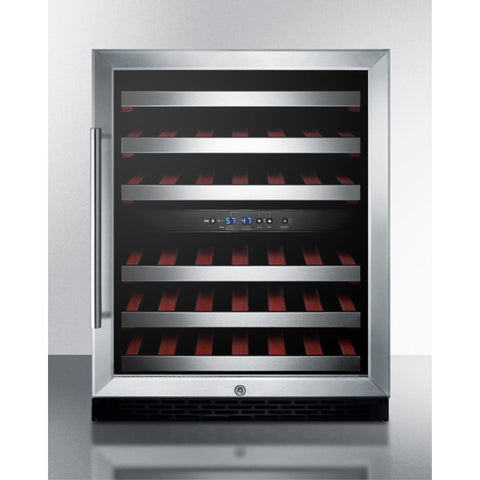 Accucold ADA compliant dual zone built-in wine cellar with digital thermostat, stainless steel trimmed shelves and