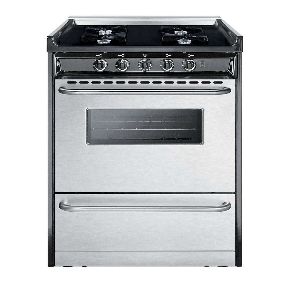 20" Wide Gas Range in Stainless Steel, Open Burners and clock/timer on High Backguard Main image