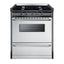 20" wide gas range in stainless steel, open burners and clock/timer on high backguard