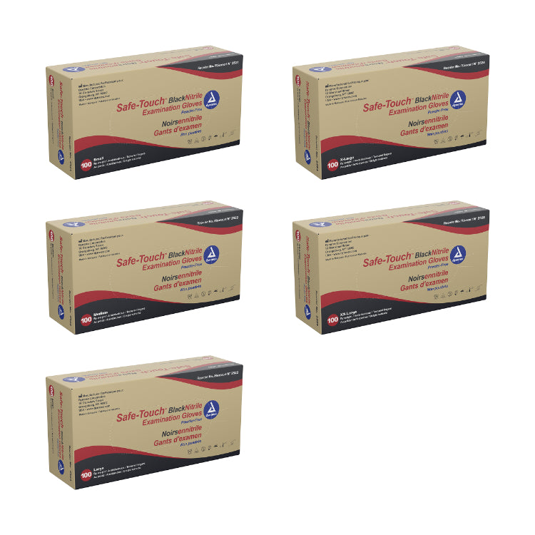 Safe-Touch Black Nitrile Exam Gloves, Powder-Free Main image
