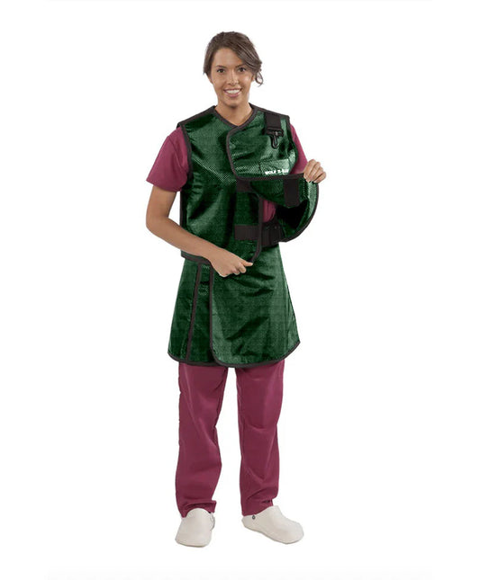 WOMEN'S APRON AND VEST : .5 mm Regular Lead VEST: 23X23 APRON: 21X41-46 Shimmering Green - Large