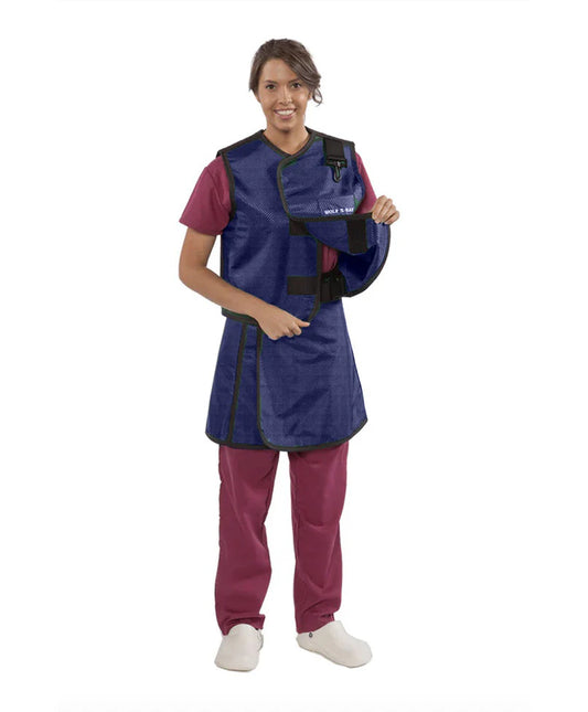 WOMEN'S APRON AND VEST : .5 mm Regular Lead VEST: 23X23 APRON: 21X41-46 Shimmering Electric Blue - Large