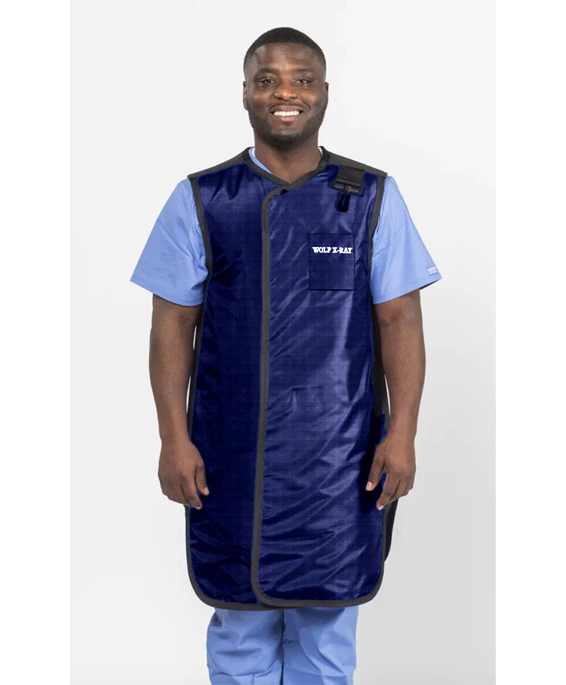 FRONT CLOSING SPECIAL PROCEDURE APRON - .5 mm Light Weight Lead 22X38 Shimmering Electric Blue - Medium