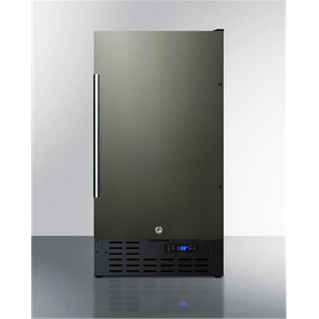 Accucold 18" wide ADA compliant built-in undercounter all-refrigerator with a black stainless steel door, black