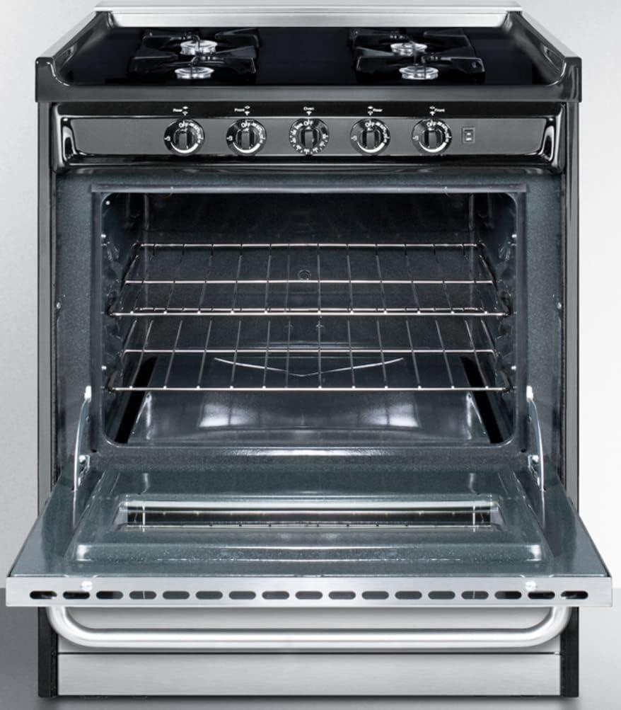Accucold 30" Wide Slide-in Style Gas Range in Stainless Steel, Open Burners