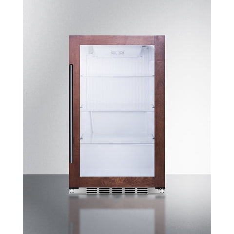 Accucold 19" Wide Shallow Depth indoor/outdoor Beverage Center with Panel-ready Glass Door and White Interior (Model