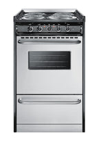 20" wide slide-in style electric coil range in stainless steel
