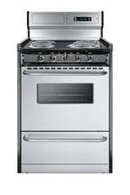 24" wide deluxe electric coil range in stainless steel with high backguard