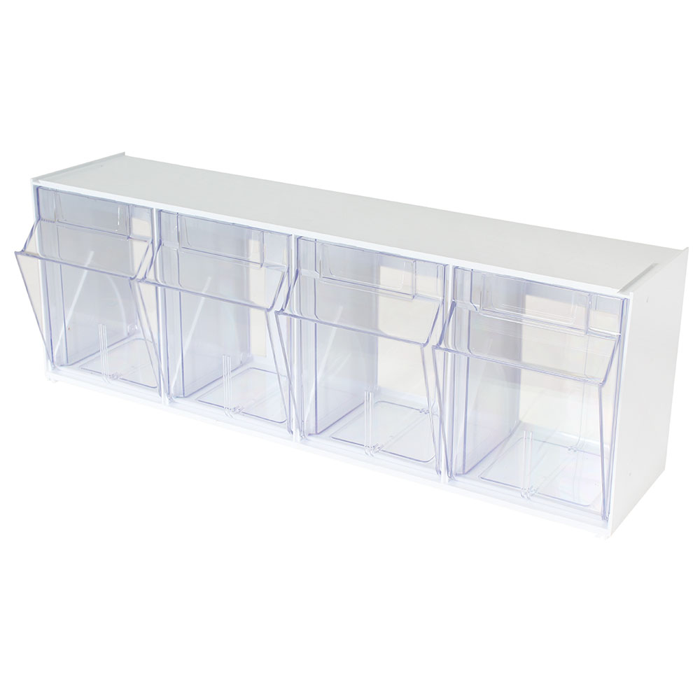 Tilt Bin, 4 Compartments, Direct Mount, Includes Mounting Hardware, Custom Drilling to Specified Location. (was model 68