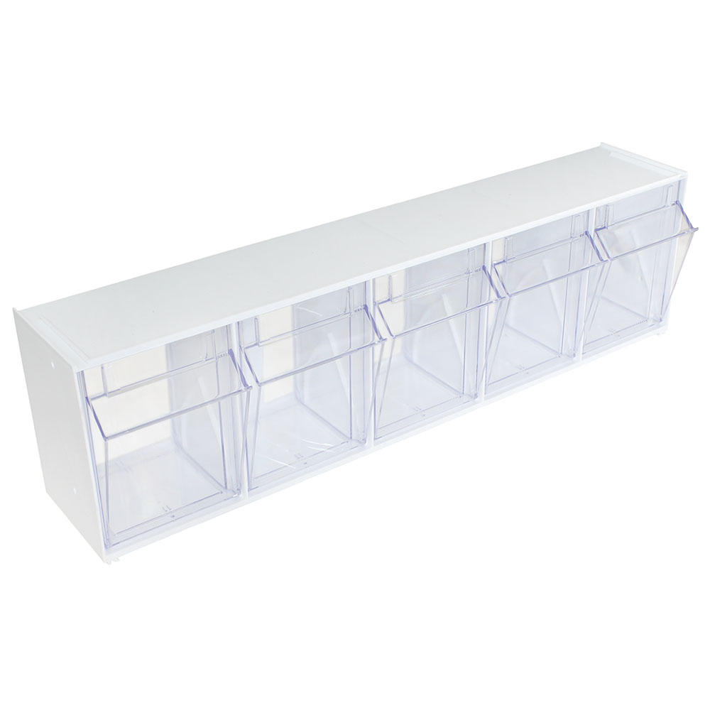 Tilt Bin, 5 Compartments, Direct Mount, Includes Mounting Hardware, Custom Drilling to Specified Location (was model 683