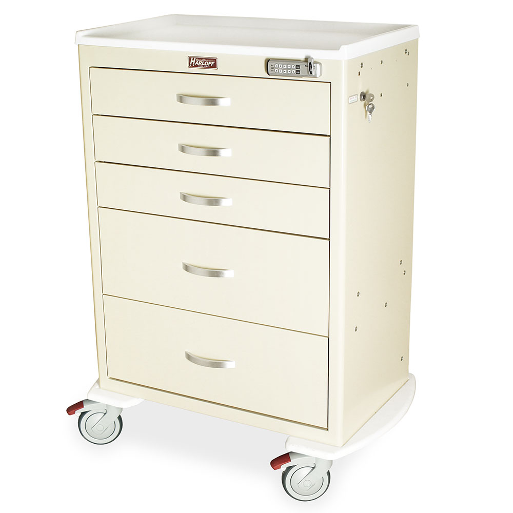 T-Series Anesthesia Carts with Removable Trays, Tall Height, Standard Width, Five Drawers, E-Lock, TPS3028EC5