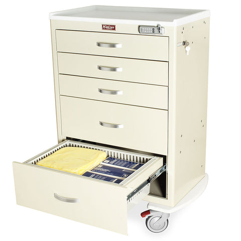Harloff TPS3028EC5 T-Series Anesthesia Carts with Removable Trays, Tall Height, Standard Width, Five Drawers, E-Lock, TP