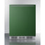 Undercounter 24" all-refrigerator for residential use with emerald green door, stainless steel handle, and black cabinet