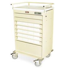 Value Med-Bin Cart with Key Lock, includes 20-each 5-inch Bins, Standard Package includes Top rail/Push Handle, Pull-out