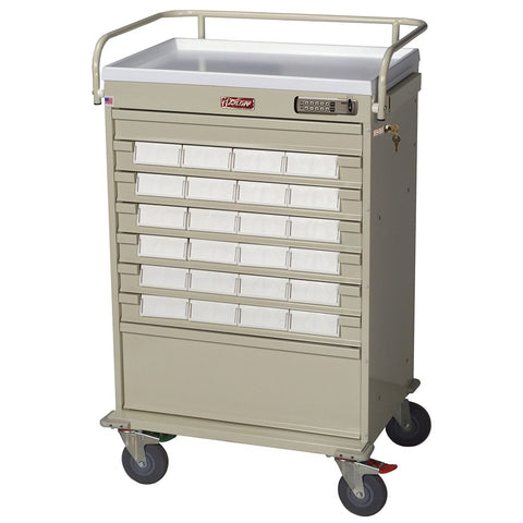 Harloff Value Med-Bin Cart with Basic Electronic Pushbutton Lock with Key Lock Override. Factory Set User and