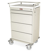Universal Aluminum 4Wide Punchcard Medication Cart with Electronic Lock with Keypad and key lock Override. Standard Pack