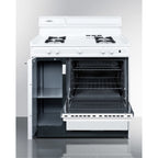 Accucold 36" Wide Gas Range in White with Open Burners, Storage Compartment, and Spark Ignition
