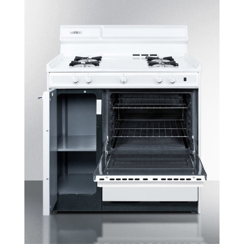 Accucold 36" Wide Gas Range in White with Open Burners, Storage Compartment, and Spark Ignition