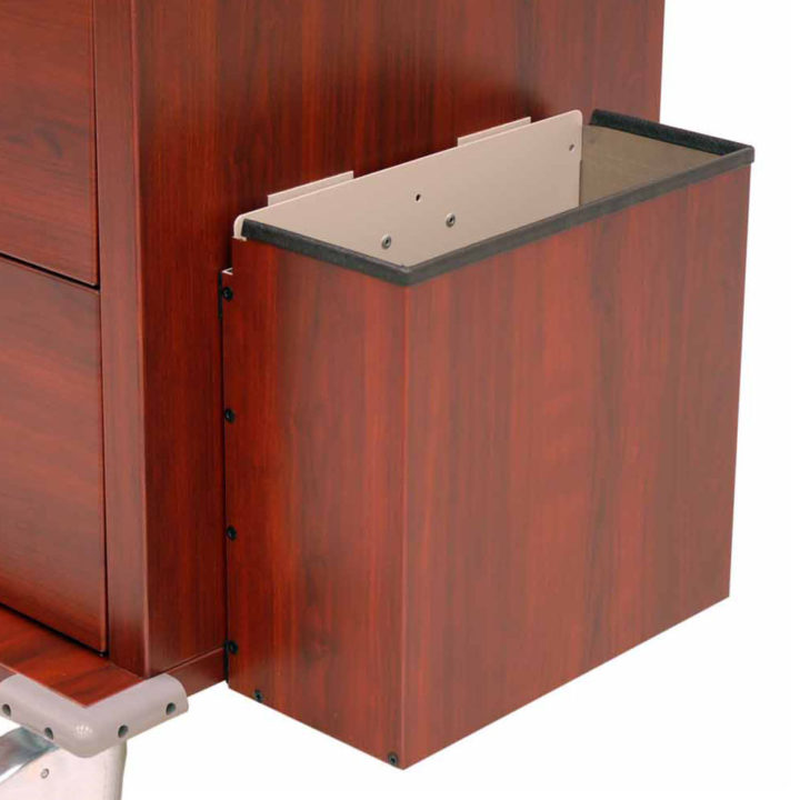Harloff Wood Vinyl Coated Aluminum Waste Container with lid, American Natural. (WV carts are not pre-drilled for