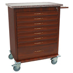 Harloff Wood Vinyl Coated Aluminum Unit-Dose Box Medication Cart, Capacity of 294 Boxes. E-Lock. Cherry Mahogany