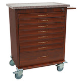 Harloff Wood Vinyl Coated Aluminum Unit-Dose Box Medication Cart, Capacity of 294 Boxes. E-Lock. Cherry Mahogany